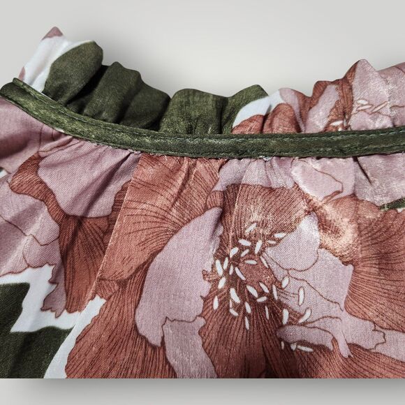 Lovely Melody Women's S Floral Print Satin Tie Neck Long Sleeve Blouse USA - Picture 6 of 11